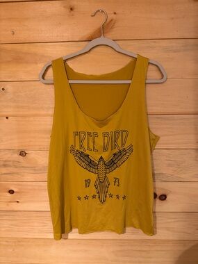 SHEIN Mustard Yellow Free Bird Graphic Tank
